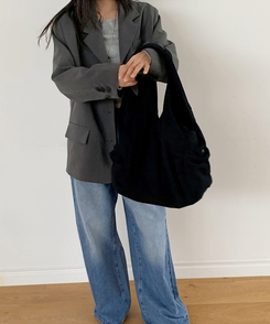 スエードショルダーバッグ BLACK