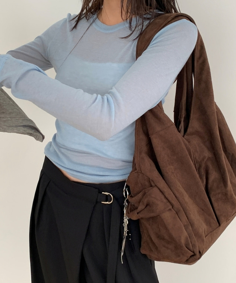 スエードショルダーバッグ BROWN