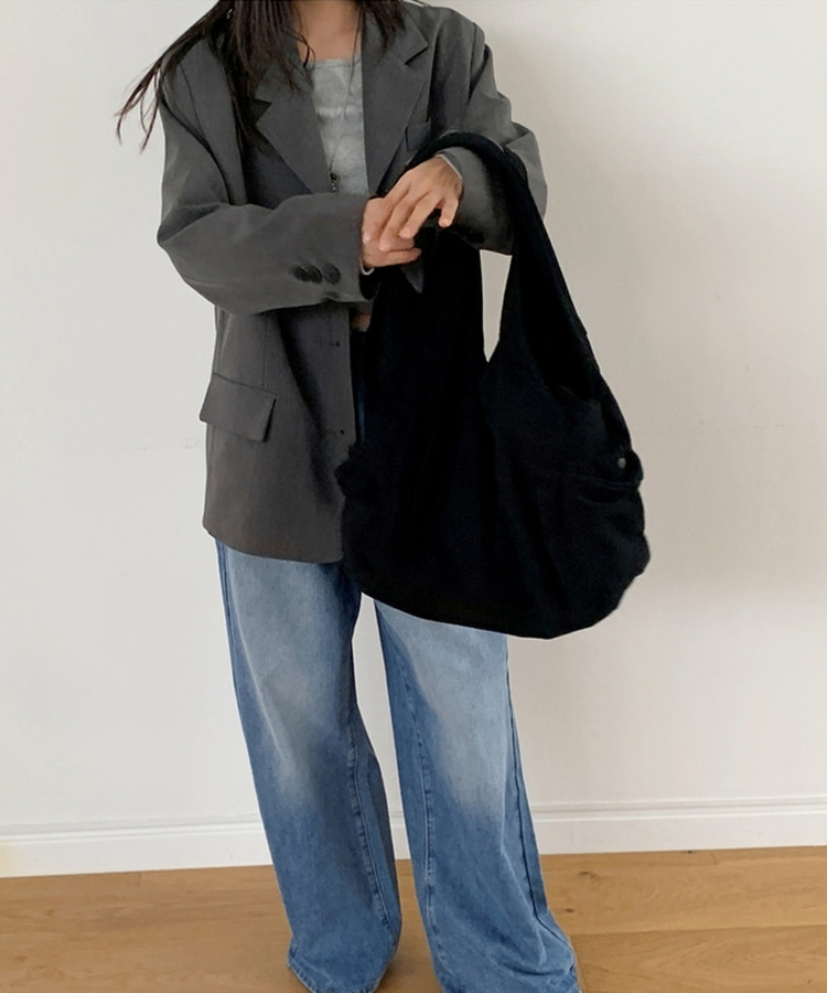 スエードショルダーバッグ BLACK