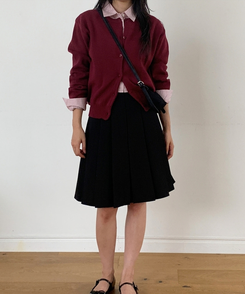 ラウンドニットカーディガン(10color) BURGUNDY