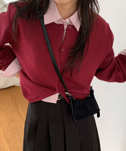 ラウンドニットカーディガン(10color) BURGUNDY