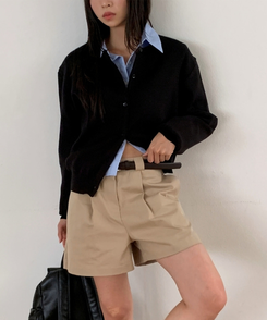 ラウンドニットカーディガン(10color) BLACK