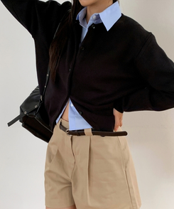 ラウンドニットカーディガン(10color) BLACK