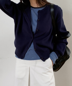 ラウンドニットカーディガン(10color) NAVY