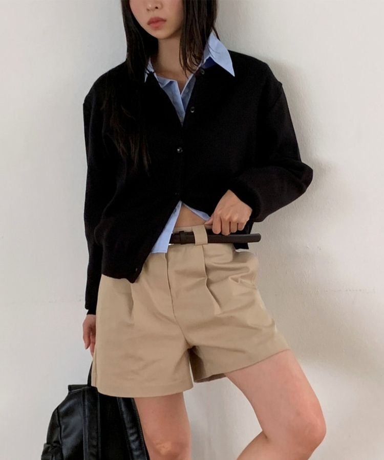 ラウンドニットカーディガン(10color) BLACK