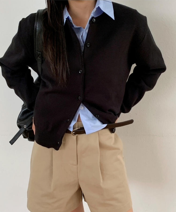 ラウンドニットカーディガン(10color) BLACK