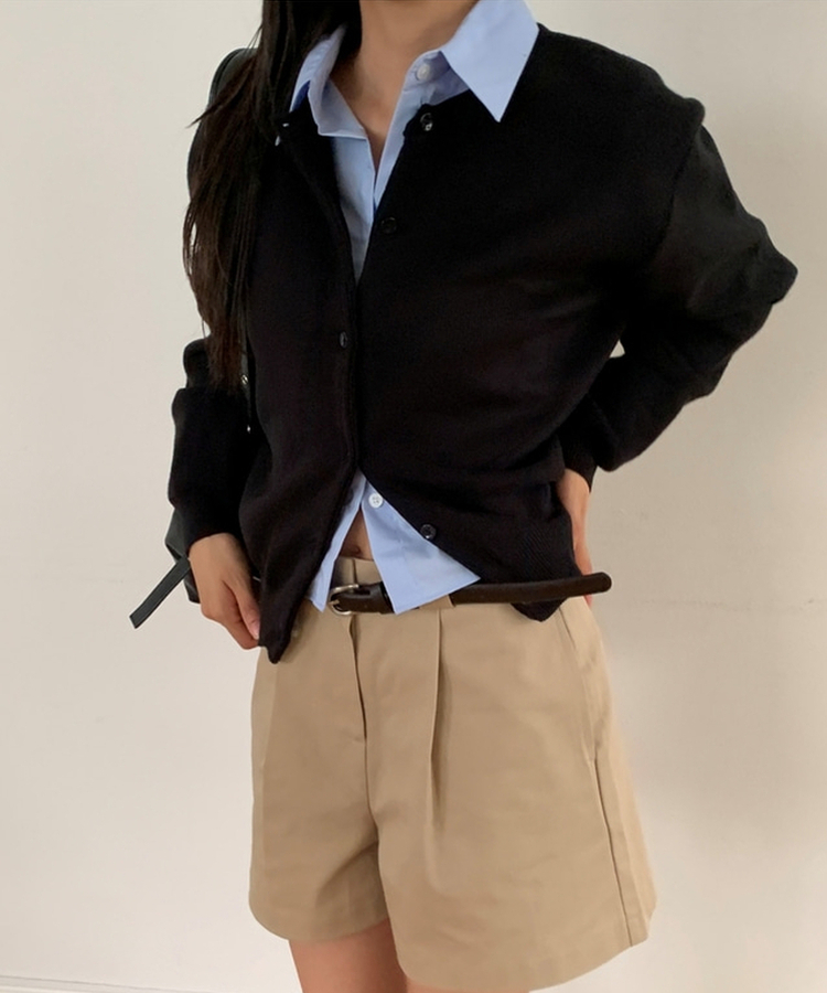 ラウンドニットカーディガン(10color) BLACK