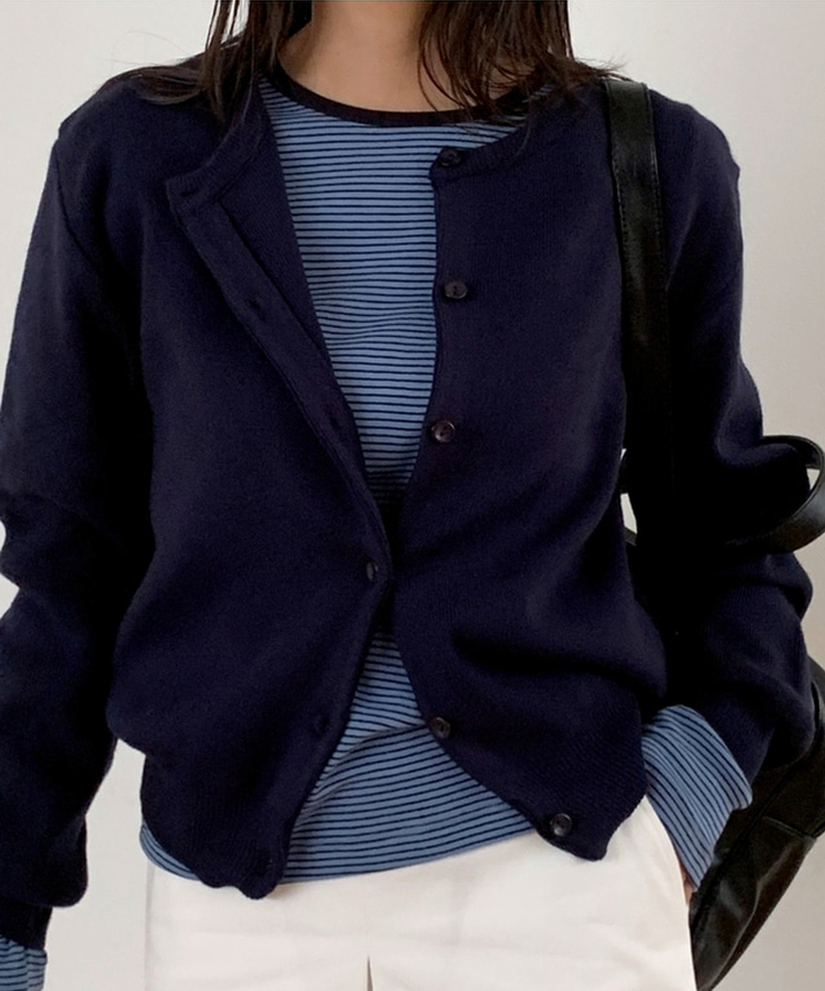 ラウンドニットカーディガン(10color) NAVY