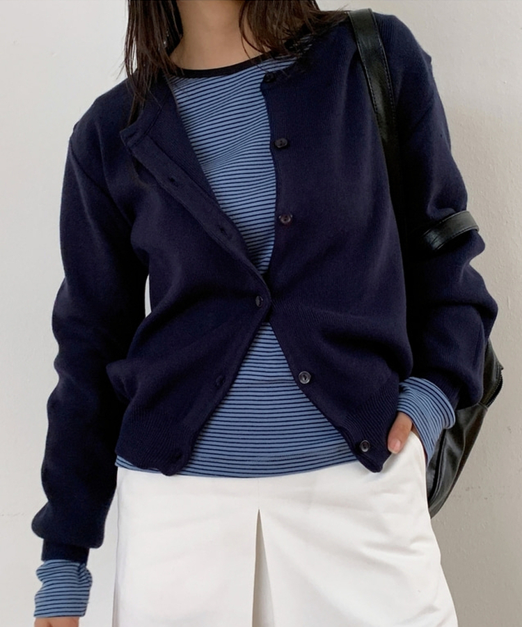ラウンドニットカーディガン(10color) NAVY