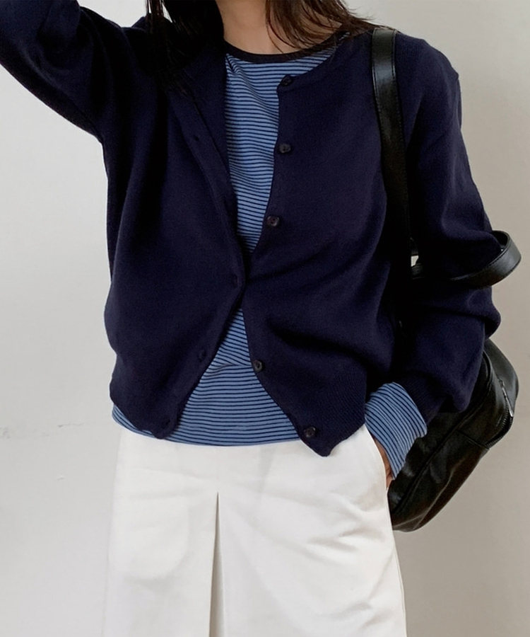 ラウンドニットカーディガン(10color) NAVY