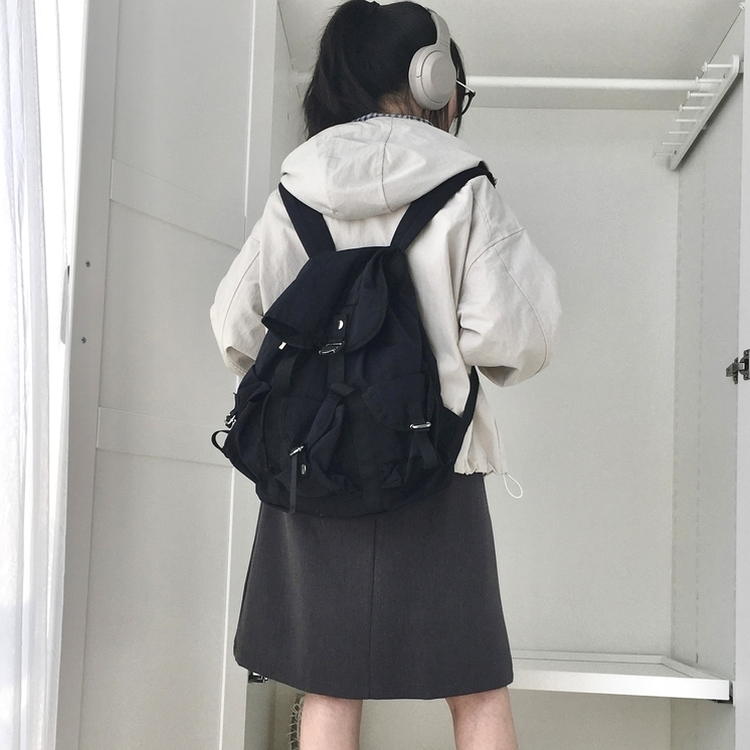 가을무드 체크 배색 루즈핏 스트링 후드 바람막이 집업 점퍼 베이지