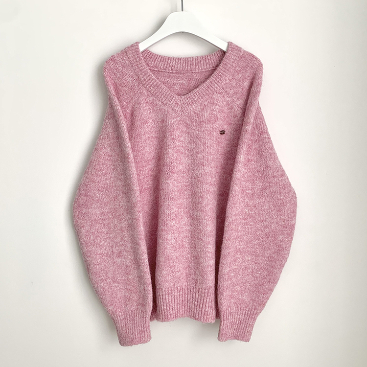 보호본능 펜던트 알파카 울 브이넥 펜던트 와펜 나그랑 여리여리 오버핏 니트