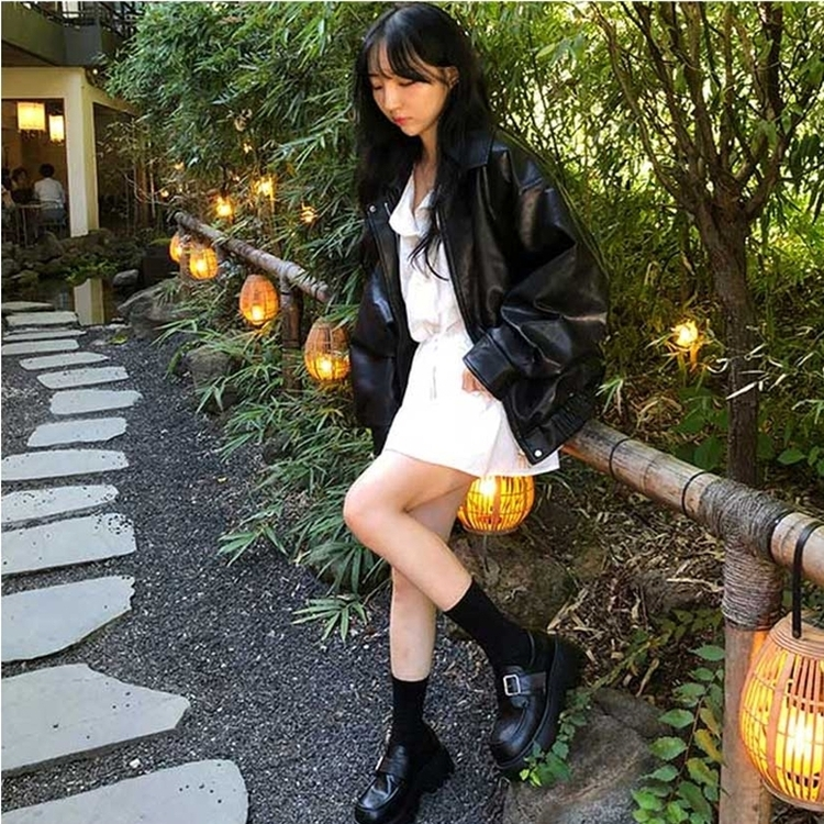 プラットフォーム厚底ローファー BLACK