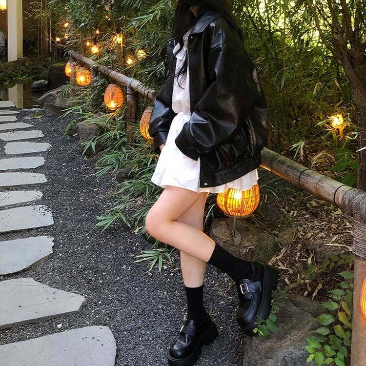 プラットフォーム厚底ローファー BLACK