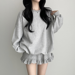 【SET】フリルトレーナーフ トレーニングパンツ GREY