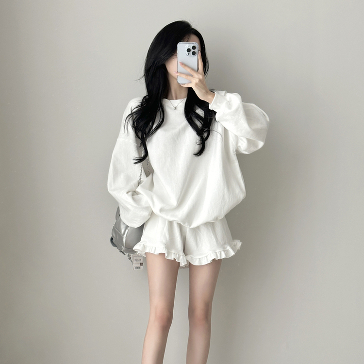 【SET】フリルトレーナーフ トレーニングパンツ IVORY