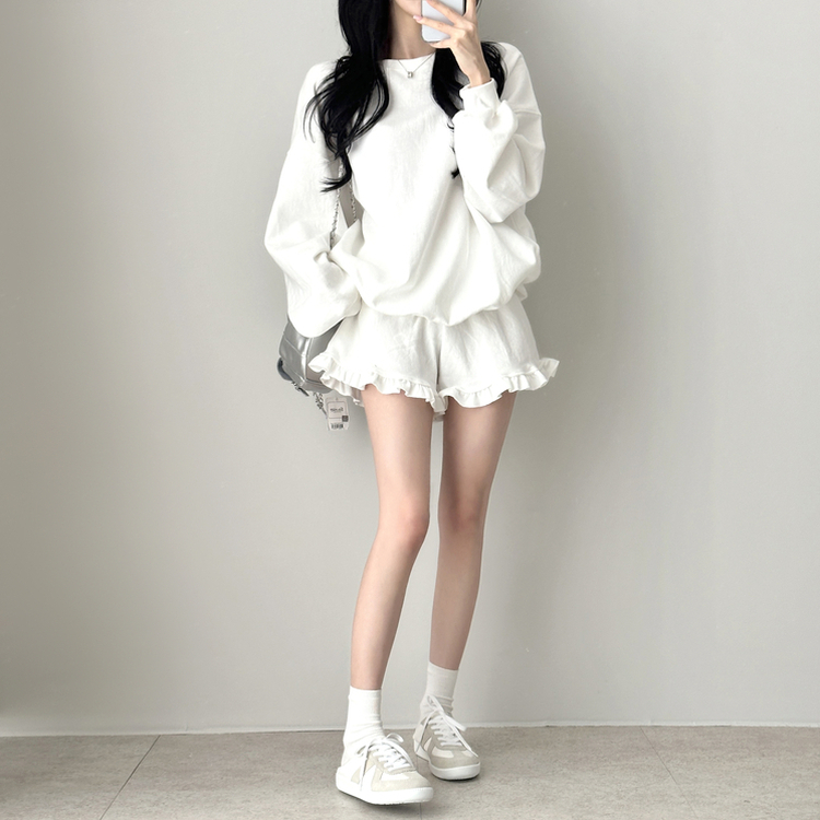 【SET】フリルトレーナーフ トレーニングパンツ IVORY