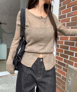 【SET】Vネックビスチェ カーディガン MOCHA