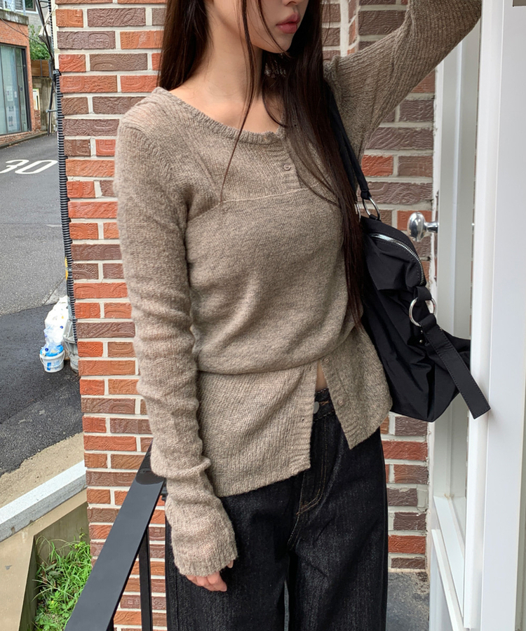 【SET】Vネックビスチェ カーディガン MOCHA