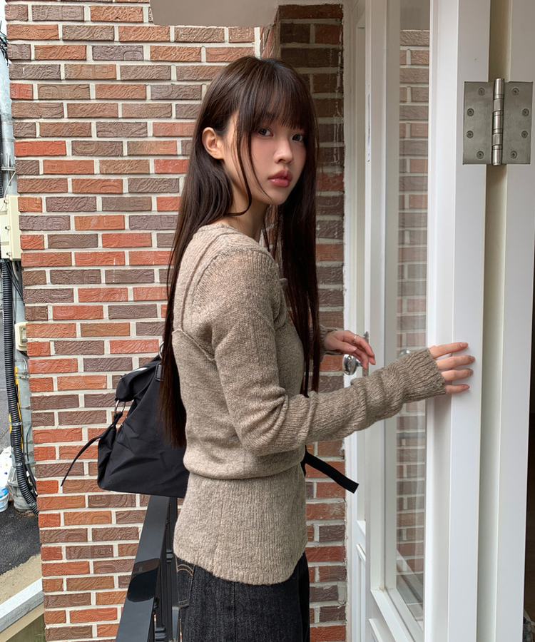 【SET】Vネックビスチェ カーディガン MOCHA