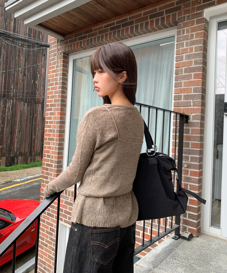 【SET】Vネックビスチェ カーディガン MOCHA