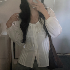 リボンシャーリングブラウス IVORY