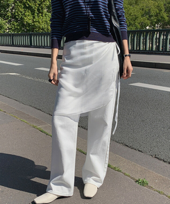 【丈別】プレーンセミワイドコットンパンツ IVORY