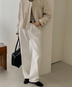 【丈別】プレーンセミワイドコットンパンツ IVORY