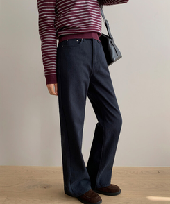 【丈別】プレーンセミワイドコットンパンツ NAVY