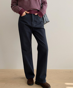 【丈別】プレーンセミワイドコットンパンツ NAVY