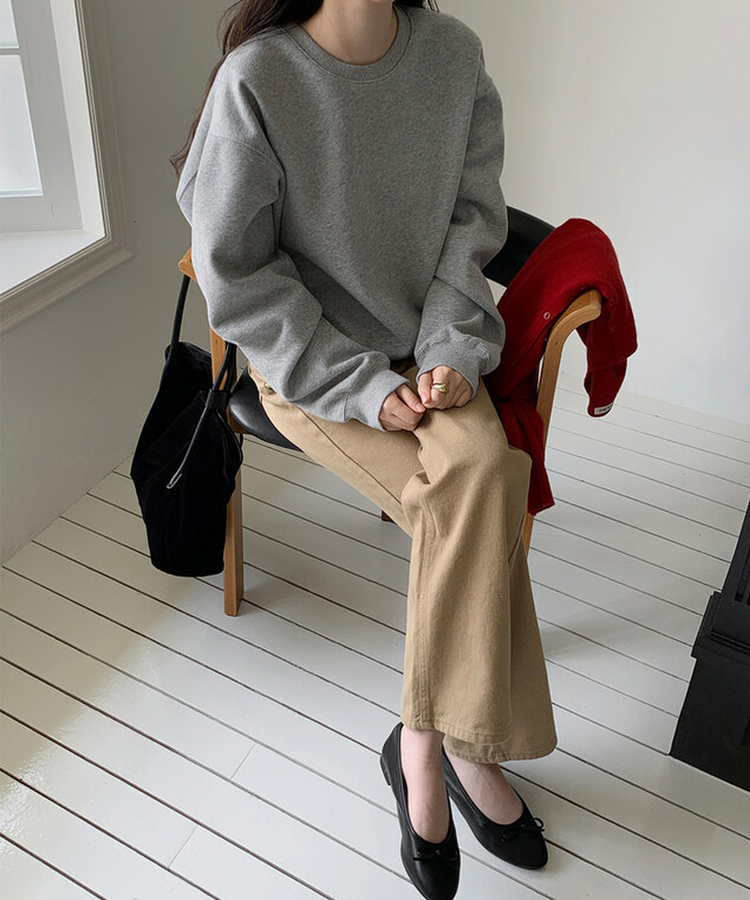 【丈別】プレーンセミワイドコットンパンツ BEIGE