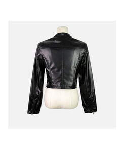 ノーカラー肩パッドレザージャケット