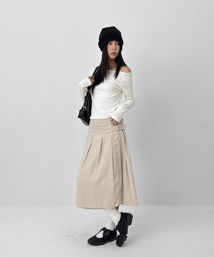 ジーザスディアマンテ バックプリーツスカート レギュラー丈 白黒