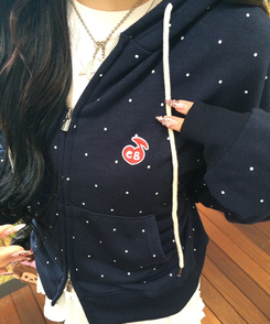 [6차완판❤️MADE] 도트 투웨이 패치 후드집업 네이비