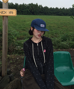 [6차완판❤️MADE] 도트 투웨이 패치 후드집업 블랙