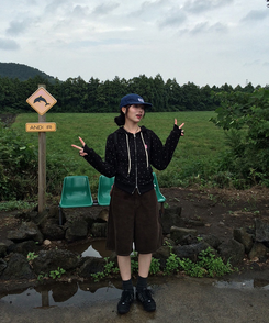 [6차완판❤️MADE] 도트 투웨이 패치 후드집업 블랙