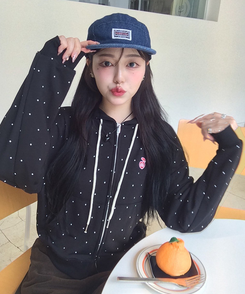 [6차완판❤️MADE] 도트 투웨이 패치 후드집업 블랙