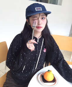 [6차완판❤️MADE] 도트 투웨이 패치 후드집업 블랙