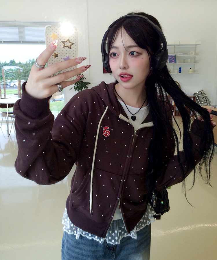 [6차완판❤️MADE] 도트 투웨이 패치 후드집업 브라운