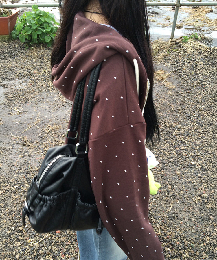 [6차완판❤️MADE] 도트 투웨이 패치 후드집업 브라운