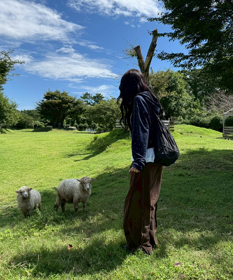 [6차완판❤️MADE] 도트 투웨이 패치 후드집업 네이비