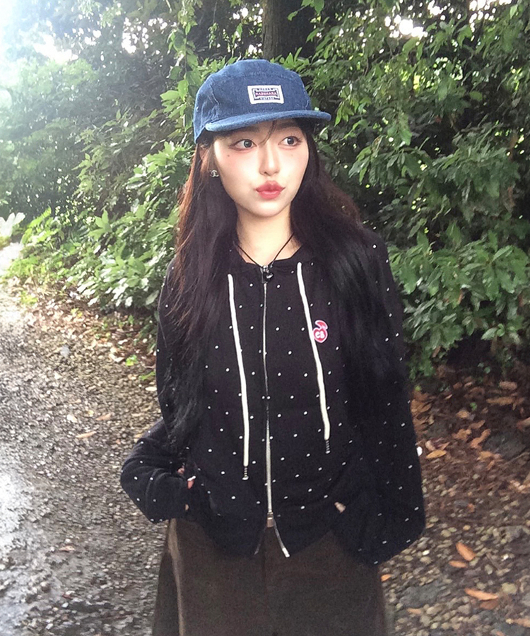 [6차완판❤️MADE] 도트 투웨이 패치 후드집업 블랙