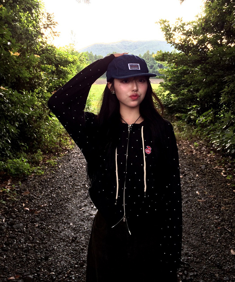 [6차완판❤️MADE] 도트 투웨이 패치 후드집업 블랙