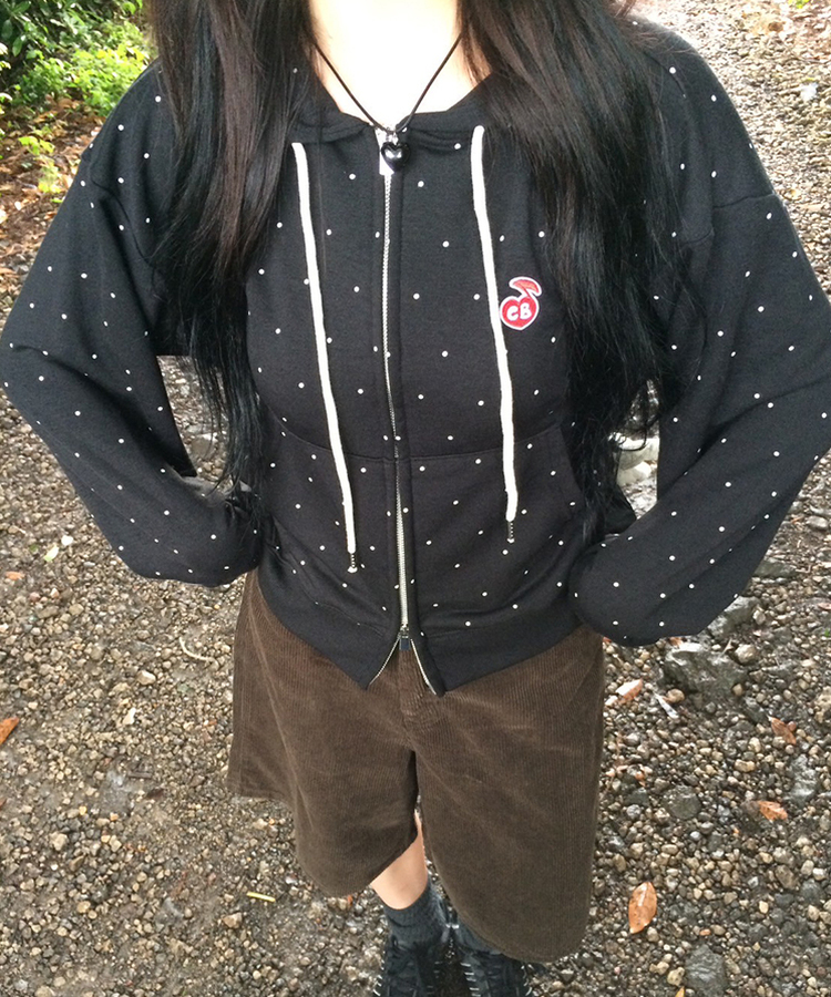 [6차완판❤️MADE] 도트 투웨이 패치 후드집업 블랙