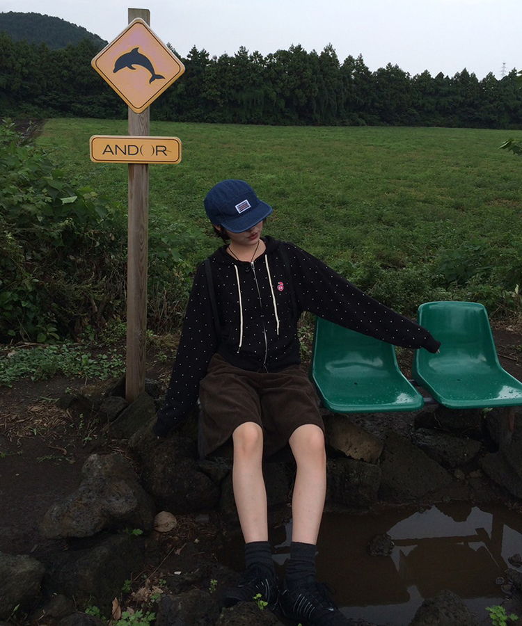 [6차완판❤️MADE] 도트 투웨이 패치 후드집업 블랙