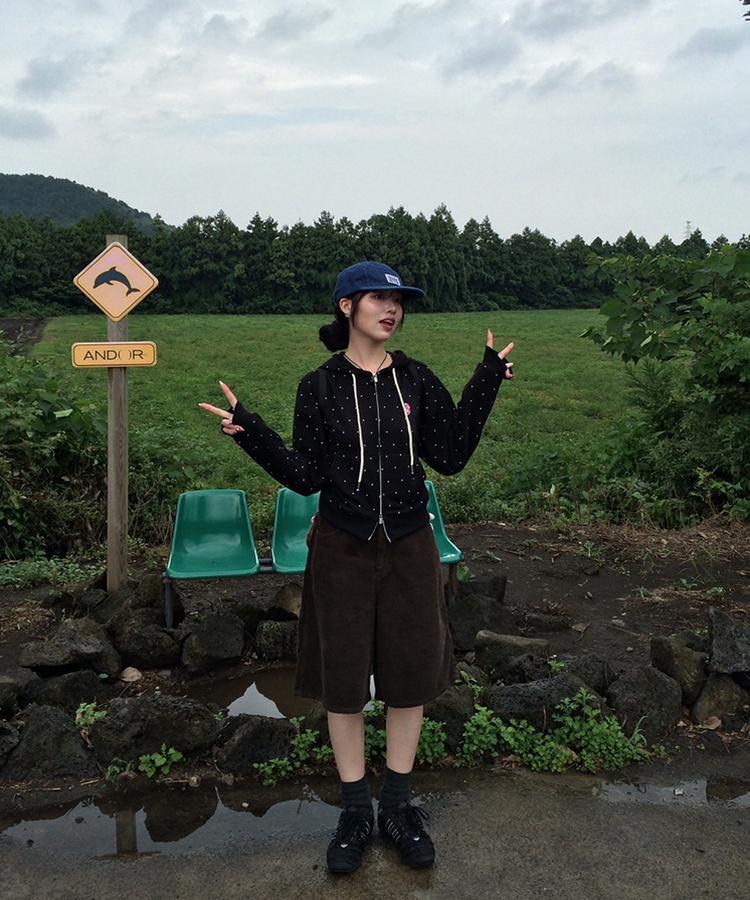 [6차완판❤️MADE] 도트 투웨이 패치 후드집업 블랙