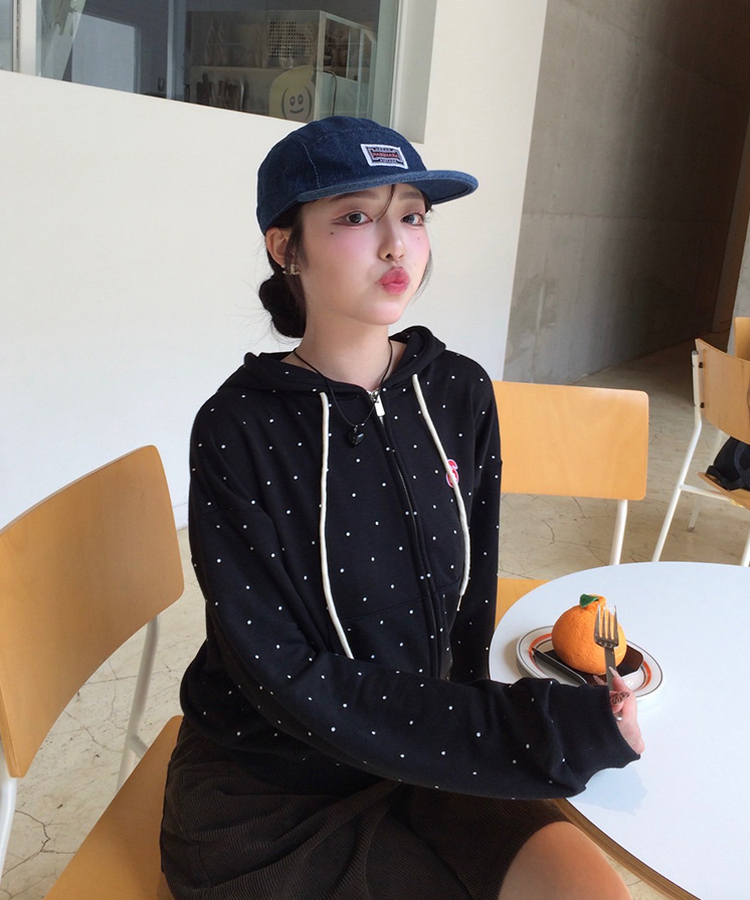 [6차완판❤️MADE] 도트 투웨이 패치 후드집업 블랙