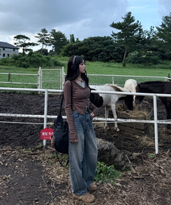 【7次再オーダー❤️MADE】ドットレイヤード風ワッペンカーディガン BROWN