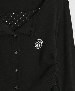 【7次再オーダー❤️MADE】ドットレイヤード風ワッペンカーディガン