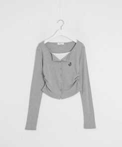 【7次再オーダー❤️MADE】ドットレイヤード風ワッペンカーディガン